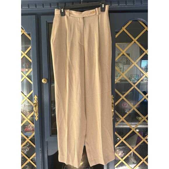 Vintage Emanuel Ungaro Gold Tan Camel Crepe Trousers Pants 10 44 - Picture 1 of 6